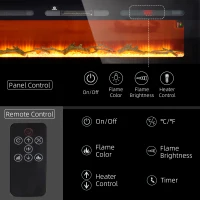 HOMCOM 60" Recessed or Wall Mounted Electric Fireplace Heater with Remote Control, Adjustable Flame Color and Brightness(m-5)