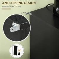 HOMCOM Kitchen Sideboard Cabinet, Boho Storage Cabinet with Shelves, Wood Legs, Decorative Rattan Doors, Black(m-6)