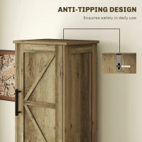 HOMCOM Farmhouse Linen Closet with Drawer, 67" Tall Bathroom Storage Cabinet with Barn Doors and Adjustable Shelves, Gray(m-7)