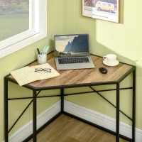 HOMCOM Corner Desk for Small Spaces, Small Computer Desk with Metal Frame, Space Saving Home Office Desk Workstation, Black(m-7)