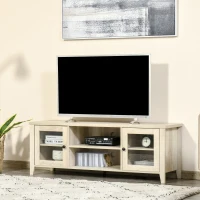 HOMCOM Modern TV Stand, Entertainment Center with Shelves and Cabinets for Flatscreen TVs up to 60" for Bedroom, Living Room, Oak(m-2)
