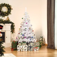 HOMCOM 4.9ft Artificial Christmas Tree Xmas Holidays Decor with Ornament White(m-8)
