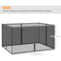 Outsunny Replacement Mosquito Netting for Gazebo 10' x 13' Black Screen Walls for Canopy with Zippers(m-3)