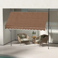 Outsunny 10' x 4' Manual Retractable Awning, Non-Screw Patio Awning, UV Resistant, for Window or Door, Coffee(m-10)