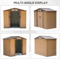 Outsunny 7' x 4' Outdoor Storage Shed, Garden Tool House w/ Foundation Kit Vents & Sliding Doors for Backyard Patio, Brown(m-7)