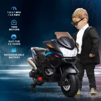 Aosom 12V Kids Electric Motorcycle with Training Wheels, Battery Power Ride on Motorbike, High-Traction at 3.7 Mph Top Speed, with Light Music, Black(m-8)
