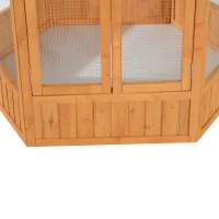 PawHut 69" Wooden Hexagonal Outdoor Aviary Flight Bird Cage With Covered Roof, Brown(m-9)