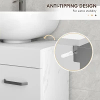 kleankin Bathroom Vanity Under Sink Cabinet, Pedestal Cabinet Storage with Double Doors and Adjustable Shelf, White Marbling(m-5)