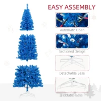 HOMCOM 7FT Pencil Christmas Tree, Artificial Christmas Tree with Automatic Open for Home Party, Blue(m-6)