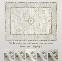 HOMCOM 9x12 Area Rug, Indoor Boho Machine Washable Carpet for Living Room, Bedroom, Dining Room, Kitchen, Blue(m-8)