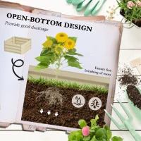 Outsunny Galvanized Planter Box, 24" x 24" x 73.5" Raised Garden Bed with Tomato Cage for Climbing Vines, Cream(m-5)