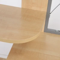 HOMCOM Modern Computer Desk with 4-Tier Bookshelf, Home Office Writing Table Workstation with Tower Storage Shelves Keyboard Tray & Lockable Drawers, Natural(m-8)