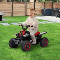 Qaba 6V Kids ATV Quad, 4 Wheeler Battery Powered Electric Ride on Car w/ Lights, Forward Backward, Black(m-8)