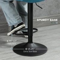 HOMCOM Adjustable Bar Stools, Swivel Bar Height Chairs Barstools Padded with Back for Kitchen, Counter, and Home Bar, Set of 4, Blue(m-7)