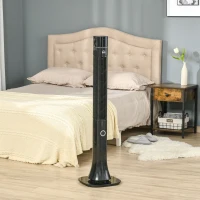 HOMCOM 47.25" Oscillating Tower Fan Cooling for Bedroom with 3 Speeds, Floor Fan with 12h Timer, LED Display, and Remote Control, Black(m-10)