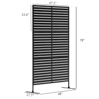 Outsunny Decorative Privacy Fence Screen, Metal Outdoor Privacy Screen Climbing Plant Trellis with Stand, 78" H x 48" W, Black(m-3)