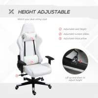 Vinsetto High Back Gaming Chair with RGB LED Lights, Adjustable Arms, and Lumbar Support, Racing Office Computer Chair with Head Pillow, White / Black(m-5)