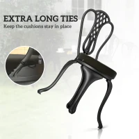 Outsunny Patio Chair Cushions Set of 4 Round Seat Cushions for Dining Bistro Chairs Machine Washable, 15" x 15" x 3", Black(m-5)