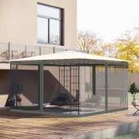 Outsunny Replacement Mosquito Netting for Gazebo 12' x 12' Black Screen Walls for Canopy with Zippers(m-1)