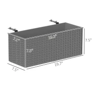 Outsunny 2 Pack 20 Inch Railing Flower Pots, Hanging Flower Pots with Hooks, Drainage Holes for Fence, Rattan Look, Gray(m-3)