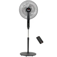 HOMCOM Standing Floor Fan with Remote Control, Stand Up Cooling Fan, Tall Pedestal Electric Fan for Bedroom, Black(m-11)