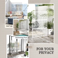 Outsunny 6.5FT Decorative Outdoor Divider, Metal Privacy Screen with Stand, Large Leaf Style, White(m-6)