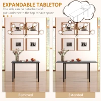 HOMCOM Extending Kitchen Table For Six, Expandable Dining Table for Small Spaces, Folding Dining Table, Dark Grey(m-5)
