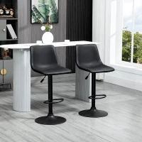HOMCOM Adjustable Counter Height Bar Stools Set of 2, 360° Swivel Kitchen Counter Stools Dining Chairs with Backs, Vintage Leather, Retro Grey(m-1)
