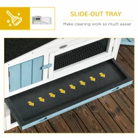 PawHut Rabbit Hutch 2-Story Bunny Cage, Guinea Pig Cage Indoor Outdoor, Small Animal House with Slide Out Tray, for Rabbits, Chickens, Ducks, 61.5" x 23" x 27", Light Blue(m-6)