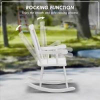 Outsunny Porch Rocker Chair, 350 lbs. Wooden Outdoor Rocking Chair with High Back for Garden, Patio, Balcony, White(m-5)