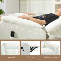 HOMCOM 8-Point Vibration Massage Recliner Chair, PU Leather Manual Reclining Sofa, Swivel Nursery Rocking Chair with Remote Control, Side Pockets, for Living Room, Cream White(m-7)