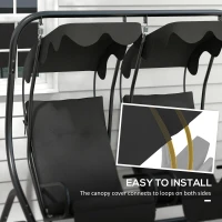 Outsunny 84A-052 Series 2-Seater Swing Canopy Replacement Top Cover, Black(m-5)