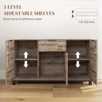 HOMCOM 47" Buffet Cabinet, Industrial Sideboard with 3 Doors, Drawer, 2 Adjustable Shelves for Living Room, Brown Wood Grain(m-5)