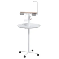 PawHut Bird Stand with Wheels, Perches, Feed Bowls, Round Tray for Parrot(m-1)