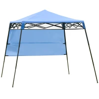 Outsunny 7' x 7' Garden Foldable Pop Up Gazebo Tent with Backpack & Adjustable Legs Outdoor Party Canopy, Blue & Black(m-11)