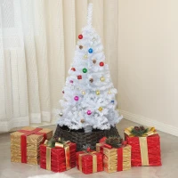 HOMCOM 4ft Decorated Christmas Tree, Artificial Christmas Tree with Ornaments for Holidays, Party, White(m-8)