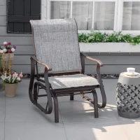 Outsunny Outdoor Glider Chair, Gliders for Outside Patio with Steel Frame and Mesh Fabric for Backyard, Garden, and Porch, Gray(m-10)