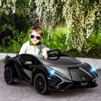 Aosom 12V Lamborghini SIAN Licensed Electric Car for kids with Remote Control, Horn, Music, & Headlights, Black(m-2)