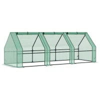 Outsunny 9' x 3' x 3' Portable Mini Greenhouse Outdoor Garden with Large Zipper Doors and Water/UV PE Cover, Green(m-1)