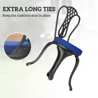 Outsunny Patio Chair Cushions Set of 4 Round Seat Cushions for Dining Bistro Chairs Machine Washable, 15" x 15" x 3", Navy Blue(m-5)