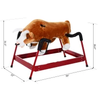 Qaba Kids Spring Rocking Horse Rodeo Bull Style with Realistic Sounds for Children over 3 Years Old(m-3)