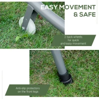 Outsunny Patio Double Chaise, Outdoor Lounge Bed with Canopy and Headrest Pillow, Portable Patio Sunbed Hammock Lounger, Cream White(m-7)