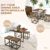 HOMCOM 5 Piece Dining Table Set for 4, Square Kitchen Table and Chairs, Dining Room Set for Small Space, Breakfast Nook, Walnut Wood Color(m-7)