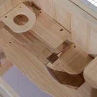 PawHut 24 Inch Hamster Cage, 2 Levels Small Animals Habitat Pet House with Openable Roof, Run Space, Platforms, Natural Wood(m-9)