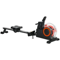Soozier Foldable Rower Machine, Water Rowing Machine with Wheels, LCD Monitor and Tablet Holder for Cardio Training, Red(m-1)