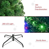 HOMCOM 7ft Fiber Optic Artificial Fir Christmas Tree, LED Pre-Lit Holiday Decoration with 280 Lights and Branch Tips(m-8)