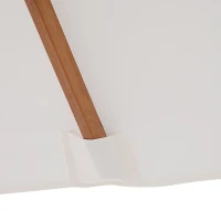 Outsunny 6.6x5ft  Fir Wooden Patio Umbrella Square Market Parasol Tilt Mechanism 6 Ribs Garden Sunshade, Cream White(m-10)