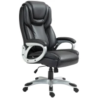 HOMCOM High Back Desk Chair with Swivel Wheels, Executive Office Chair with Cushion & Adjustable Height, Black(m-1)