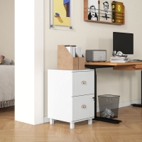 HOMCOM 2-Drawer Small Filing Cabinet Lockable Home Office Storage Cabinet with Adjustable Hanging Bars for A4 Letter White