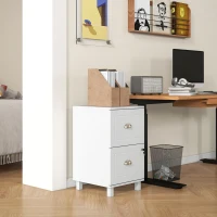 HOMCOM 2-Drawer Small Filing Cabinet Lockable Home Office Storage Cabinet with Adjustable Hanging Bars for A4 Letter White(m-1)